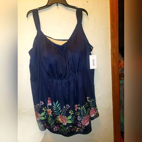 Plus Size 36 (5X/6X) Womens Tankini Swimsuit top new blue 🏊♂ swimsuits for all - Picture 3 of 9